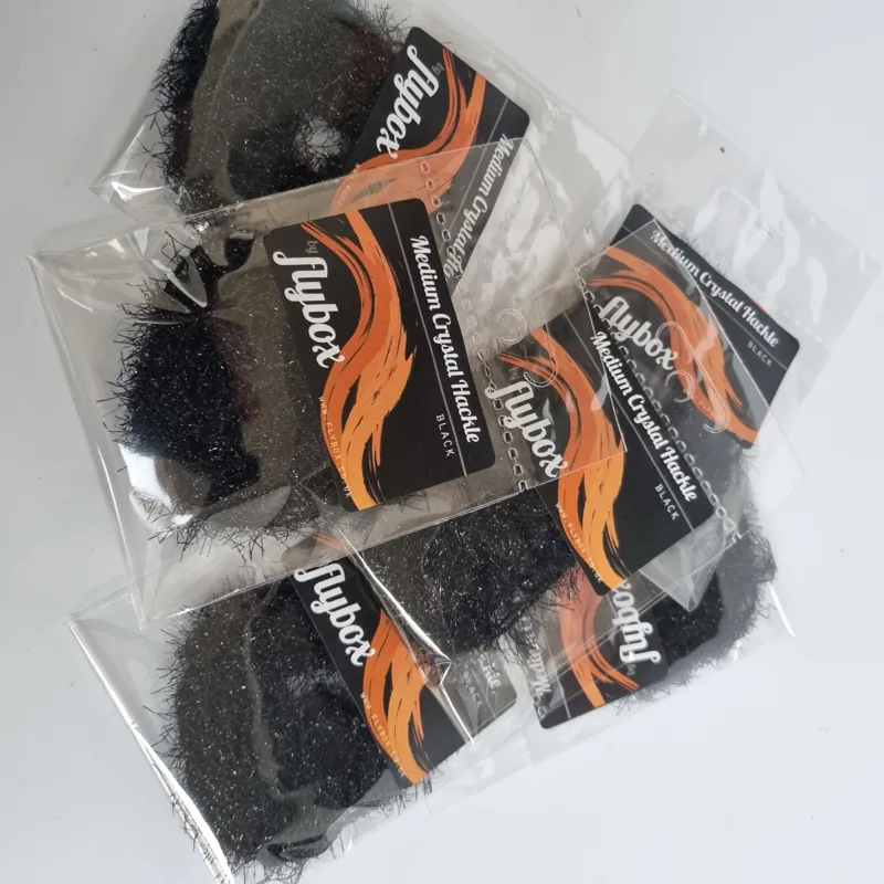 Flybox Medium Crystal Hackle in Black-2